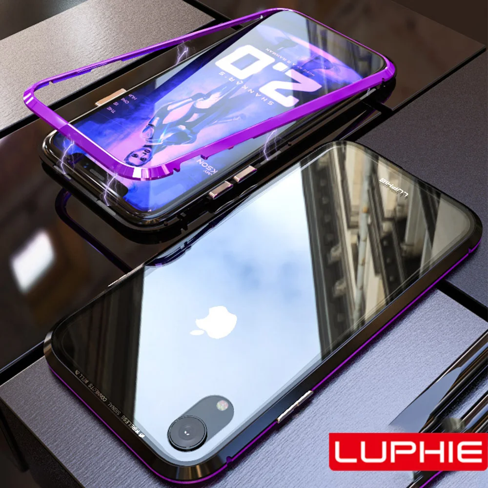 Оригинальный магнитный чехол LUPHIE для iPhone X XS Max XR Магнитный прозрачная стеклянная