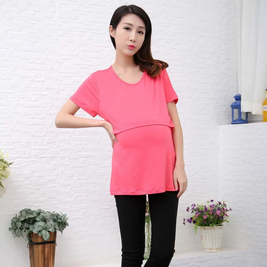 Весенняя одежда для молодых мам летние модные полосатые Свободные повседневные блузки для грудного вскармливания топы для беременных женщин майки для беременных - Цвет: Красный