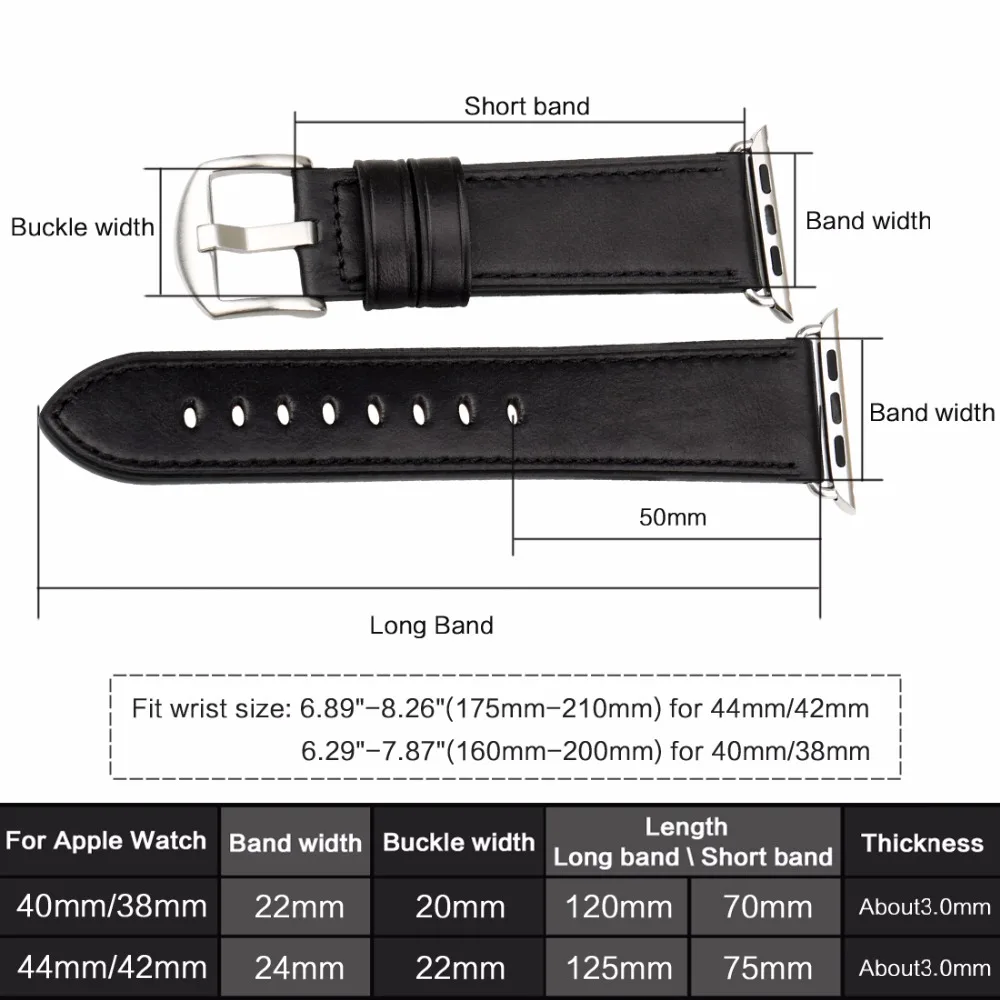 Кожаный ремешок для часов MAIKES сменный iWatch Apple Watch 44 мм 40 42 38 серия 4 3 2 1