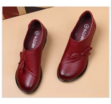 Frühling Herbst Mode Faulenzer 100% Echtem Leder Einzelnen Schuhe Weiche Beiläufige Flache Schuhe Frauen Wohnungen mutter schuhe