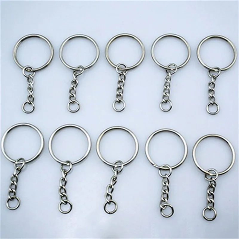 

10Pcs Keyring Gifts Silver Tone Keyring Blanks Key Chains Split Rings with 4 Link Chain Keychain Couples Jewelry Key Chain
