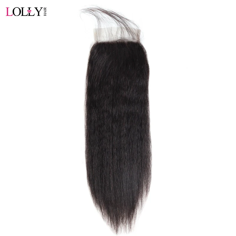 

Lolly Peruvian Yaki Straight Hair Closure 4*4 Free Part Closure Non Remy Human Hair Swiss Lace Closure With Baby Hair 8-20 inch