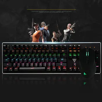 

Waterproof mechanical keyboard and mouse set Metoo 87 version, keyboard, switch, blue tablet, desktop computer
