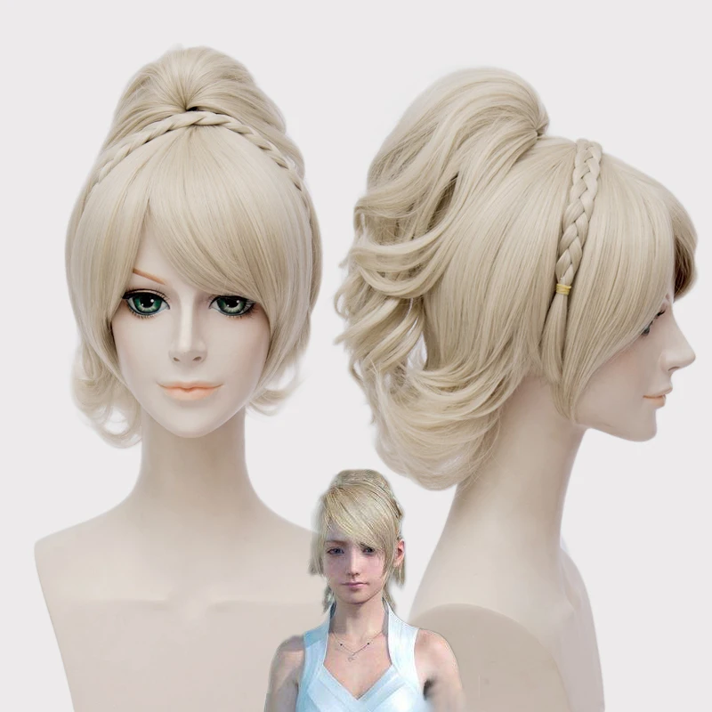 

Hot Game Final Fantasy XV Lunafreya Princess Cosplay Wigs Women Girls Light Blonde Synthetic Hair Halloween Stage Costumes Wig