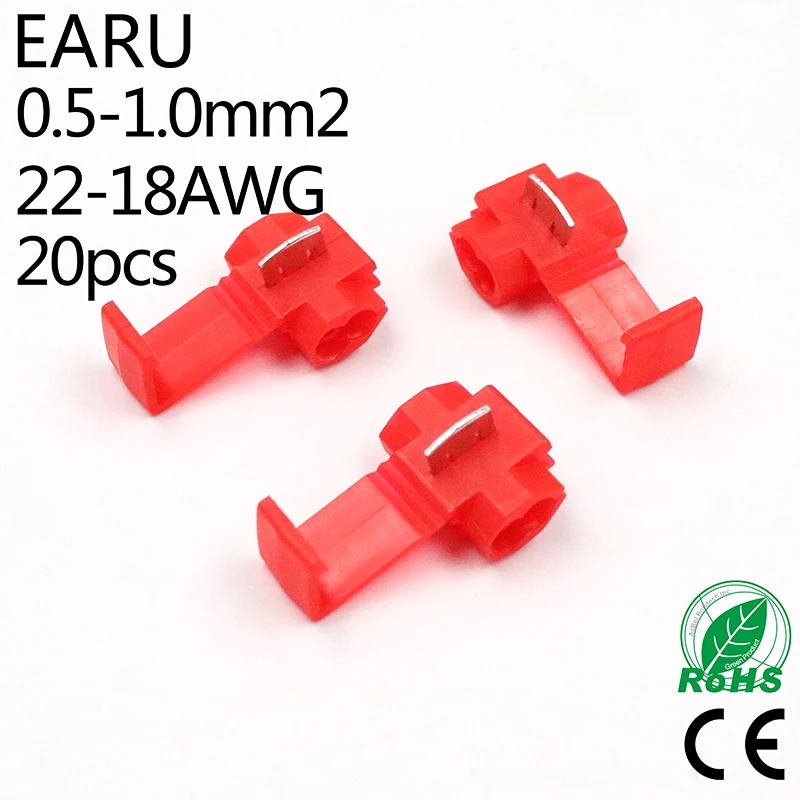 20 шт. красные соединители для кабелей 0 5 1 мм2 22 18 AWG|terminal connector|wire terminals crimp connectorterminal