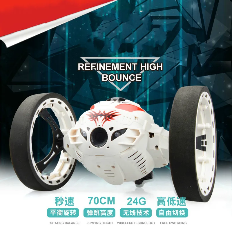Mini Cars Bounce Car  2.4GHz RC Car with Flexible Wheels Rotation LED Light Remote Control Robot Car Toys for Gifts