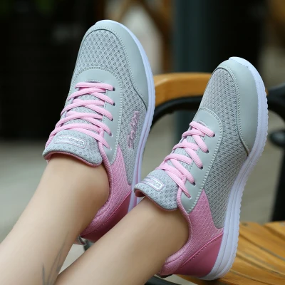 311 gray pink net Обувь для гольфа; женская спортивная обувь из водонепроницаемой кожи; нескользящая женская обувь; сетчатые кроссовки Wild на плоской подошве; женская дышащая обувь для фитнеса - Цвет: 311 gray pink net