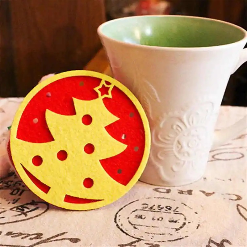 1 pc Christmas Coffee Table New water Coaster Insulation Pad Coaster Doily Diameter 10cm #2o31  (13)
