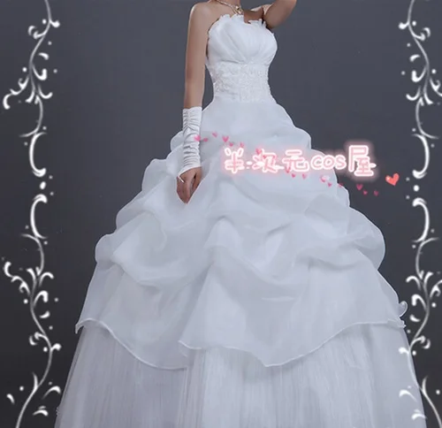 

Free Shipping Future Diary Mirai Nikki Heroine Uryuu Minene Anime Cosplay Custom Made white weeding Dress Lolita Style