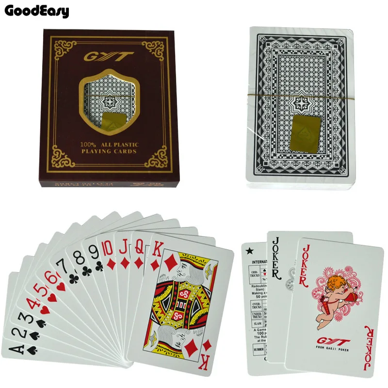 Покерный набор карты для покера GYT пластиковая игральная карта Texas Hold'em покер коробка для игральных карт черный Джек настольная игра Водонепроницаемый Высокое качество - Цвет: 939-black