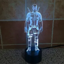 Free Shipping color changeable Marvel Comics Hero Deadpool 3D LED Night Light USB 3D LED Lamp For Christmas Gifts or Desk lamp Free Shipping color changeable Marvel Comics Hero Deadpool 3D LED Night Light USB 3D LED Lamp For Christmas Gifts or Desk lamp