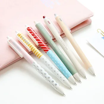 

6 pcs/Lot Pure life gel pen Click type 0.5mm black ink pens for writing signature Stationery Office school supplies Zakka 6497
