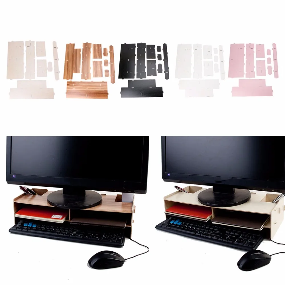 DEEK-ROBOT Wood Desktop Monitor Riser TV Stand Desk Organizer Storage Box For Computer Laptop DEEK-ROBOT Wood Desktop Monitor Riser TV Stand Desk Organizer Storage Box For Computer Laptop
