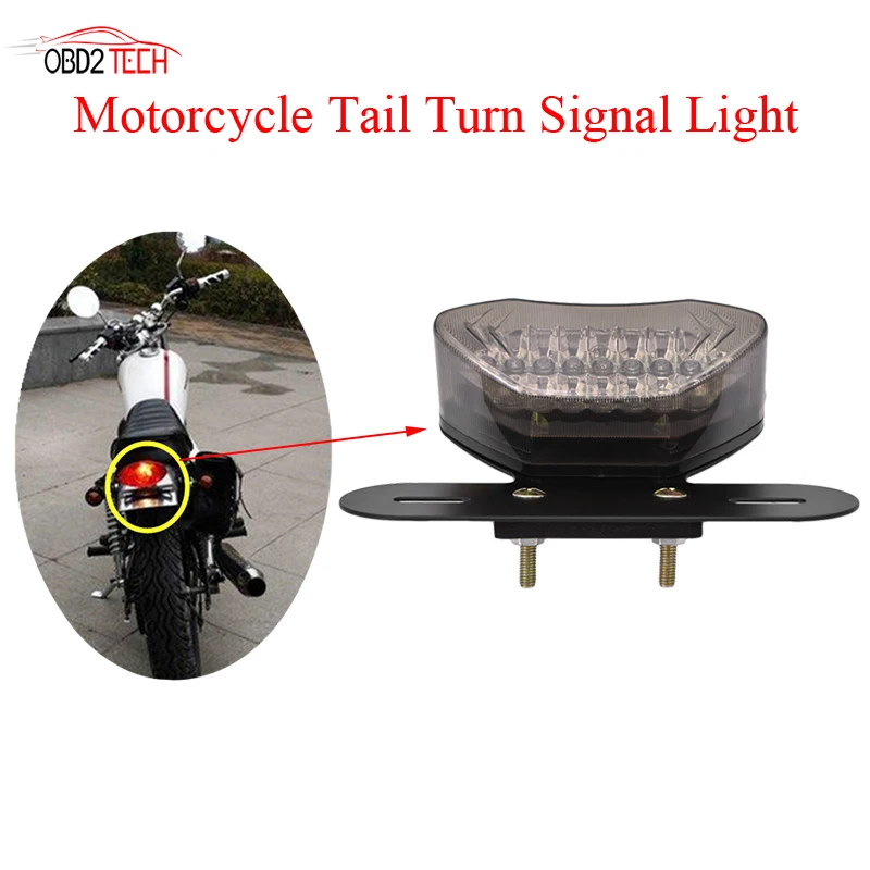 12V Universal Motorcycle Lens LED Lights Integrated Tail Brake Stop