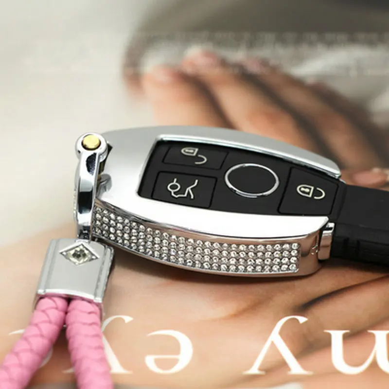 Цвета: розовый, черный роскошный Алмазный Кожаный Брелок для ключей крышка чехол подходит для Mercedes Benz W204 W205 W212 CES GLA AMG и т. д