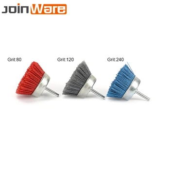 1//3Pcs 3/" Abrasive Wire Brush 80-240 Grit Nylon Cup Polishing Wheel 6mm Shank