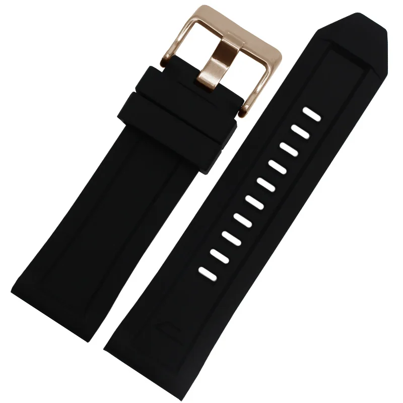 Силиконовый резиновый браслет для дизельных часов 24 мм 26 мм DZ7370 DZ7333 DZ7317 DZT2006 мужской водонепроницаемый ремешок для часов - Цвет ремешка: black rose buckle