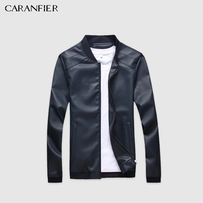 Online Chaquetas de cuero para hombre, chaquetas finas de imitación de primavera y otoño para hombre, chaqueta clásica de motociclista Punk para hombre, cremalleras de cuello alto