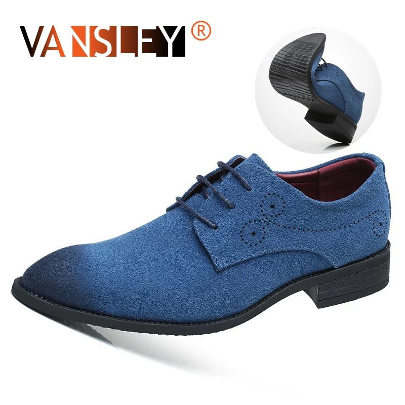 

New 2019 Luxury Leather Brogue Mens Flats Shoes Casual British Style Men Suede Leather Shoes Fashion Brand Dress Shoes for Men