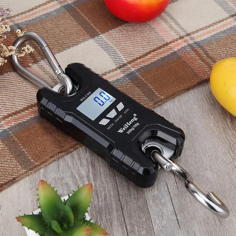 Цена Мини Крановые весы портативные 500 кг 1000 фунтов сверхмощные цифровые подвесные весы ЖК дисплей с подсветкой для домашнего фермерского рынка ...