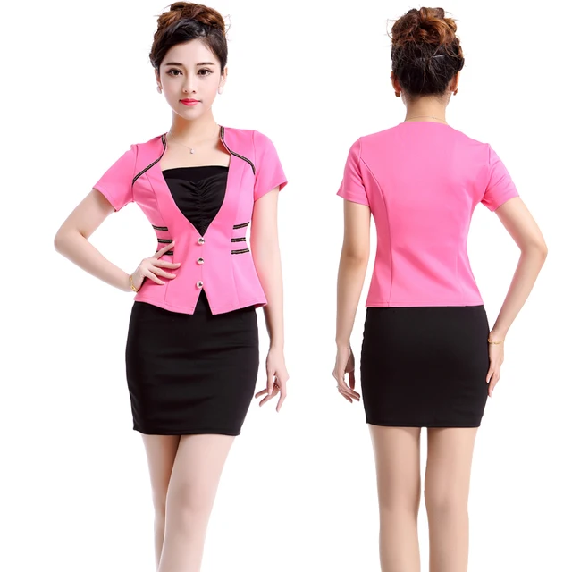 2016 Moda Lindo El negro Nueva y Falda Mini Envío Corta Rosado Bodycon Gratuito Chaqueta Traje qwCx1Tgrq