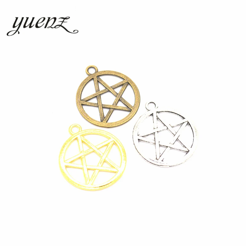 YuenZ 10pcs 3 Color Antique silver color star Charms Pendants for Jewelry Making DIY Handmade Craft 28*24mm L305 | Украшения и