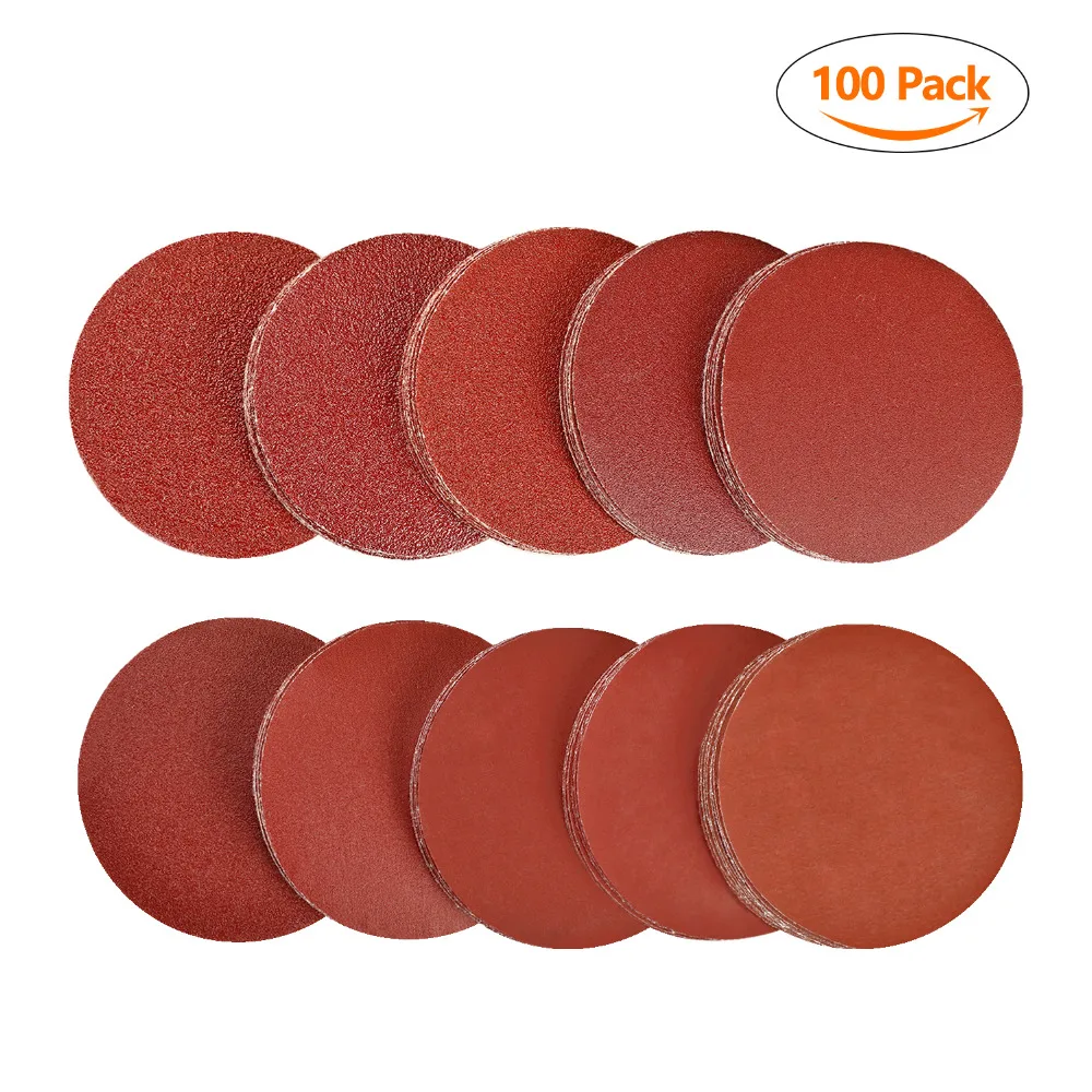 

SPTA 100pcs 3 inch Sanding Discs Pad 40#-2000# Grit Random Orbit Hook & Loop Woodworking Sander Sand Paper Discs Grit Sand Kit