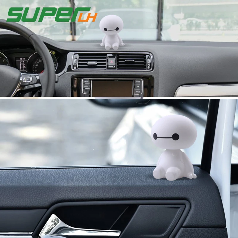 

Cartoon Plastic Baymax Robot Shaking Head Figure Car Ornaments Auto Interior Decorations Big Hero Doll Toys Ornament Car-Styling