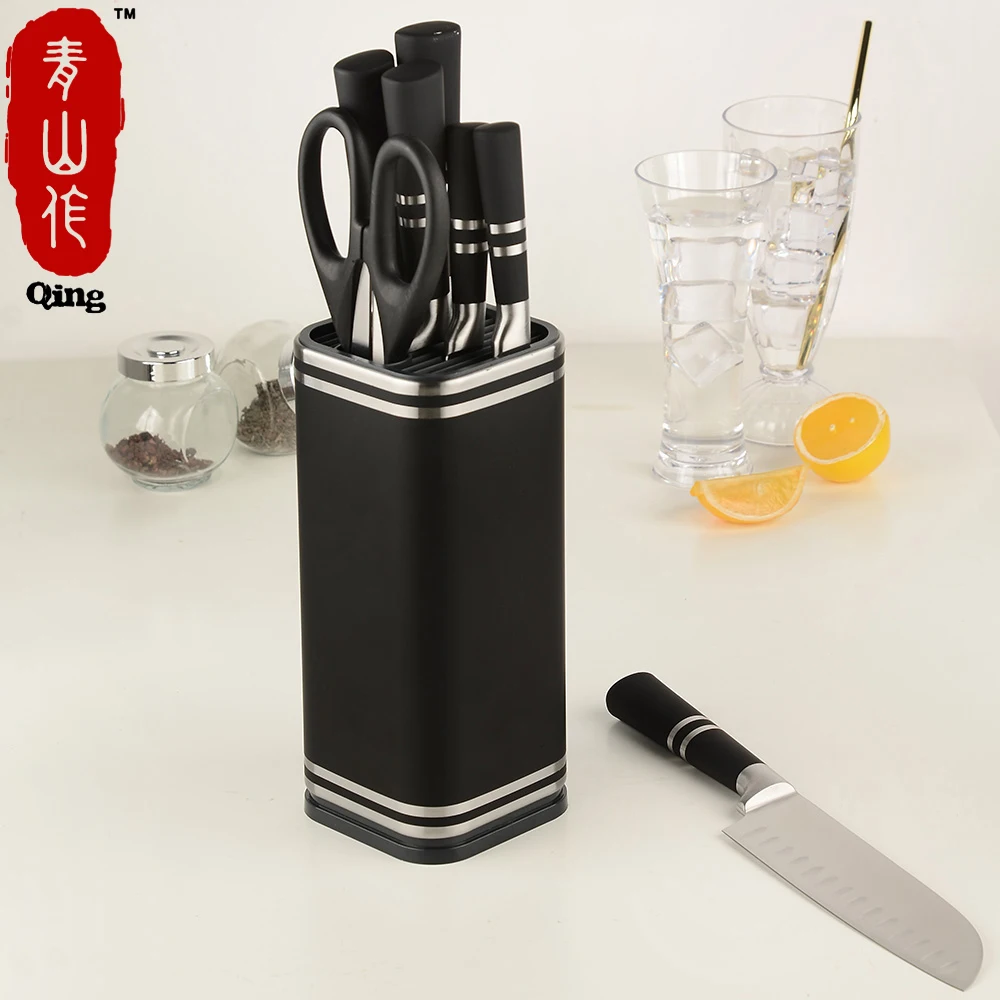 

Qing Universal Knife Holder Damascus Stainless Steel Ceramic Creative Knife Block Stand Large Capacity Multifunctional Holder
