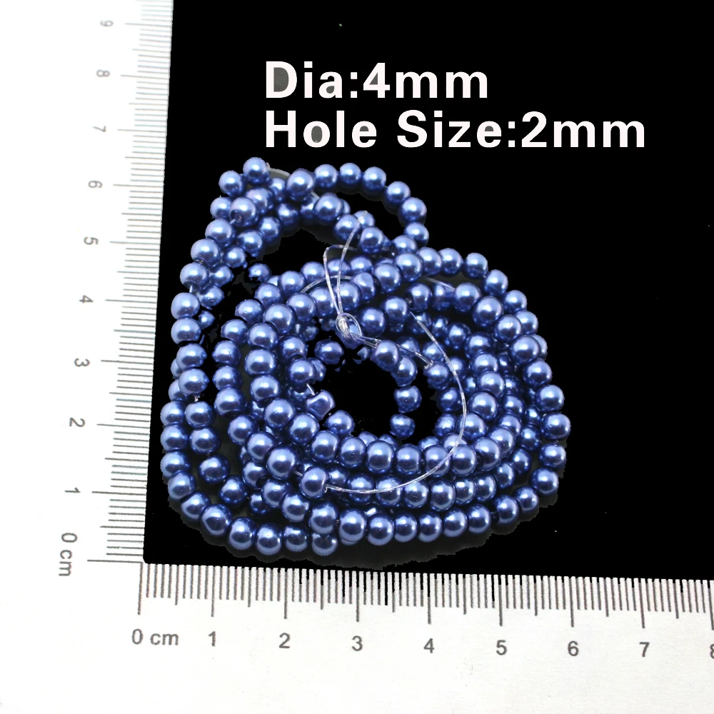 Последний дизайн около 195 шт./лот 4 мм темно-синий стеклянный жемчуг для изготовления ювелирных изделий и DIY бусины BBD010-46