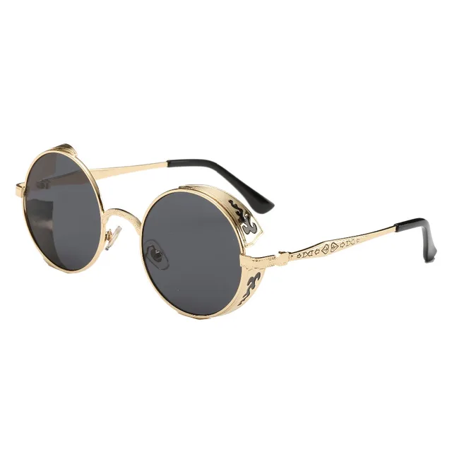 Fashion Retro Steampunk Glasses Women Men Vintage Mirrored Round Circle Punk Gothic Sunglasses 1