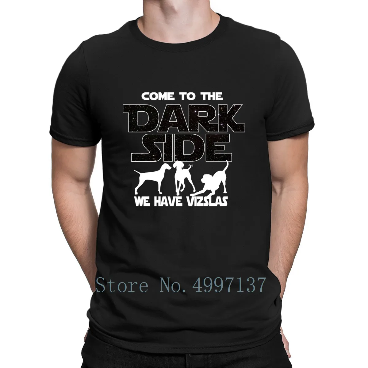

Vizsla Dogs Dark Side Funny Gift Mens T Shirt Casual Create Tee Shirt O Neck Unisex Vintage Fit Spring Shirt