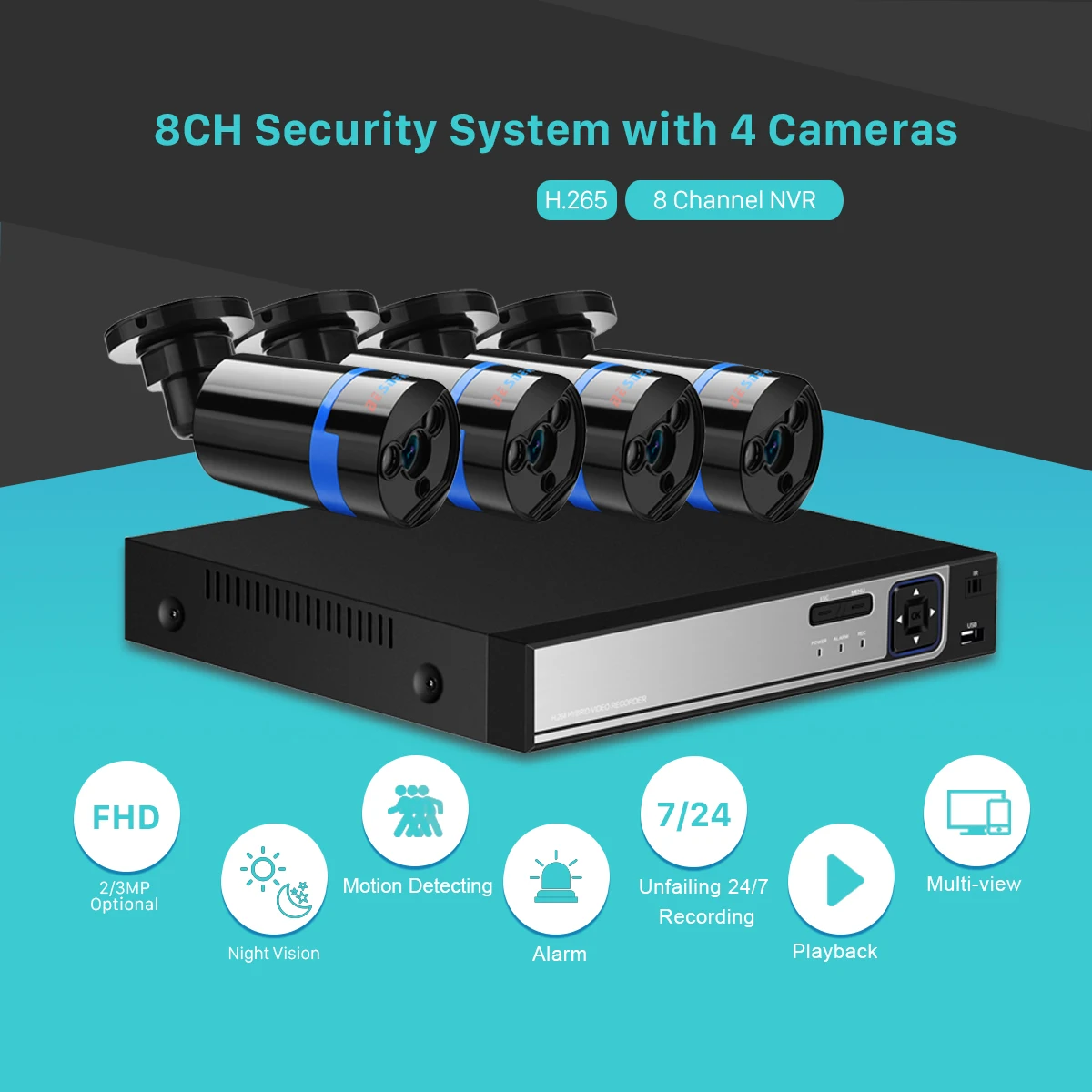 Besder H.265 PoE NVR комплект 3MP CCTV система 8CH PoE NVR+ 4 шт. 3MP/2MP Открытый IP66 водонепроницаемый ночного видения IP камера PoE App View