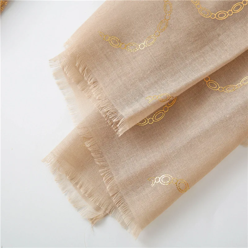 Испания роскошный бренд золотая цепь шаль из вискозы шарф для женщин высокое качество глушитель осень зима хиджаб Sjaal Foulards мусульманские шапки