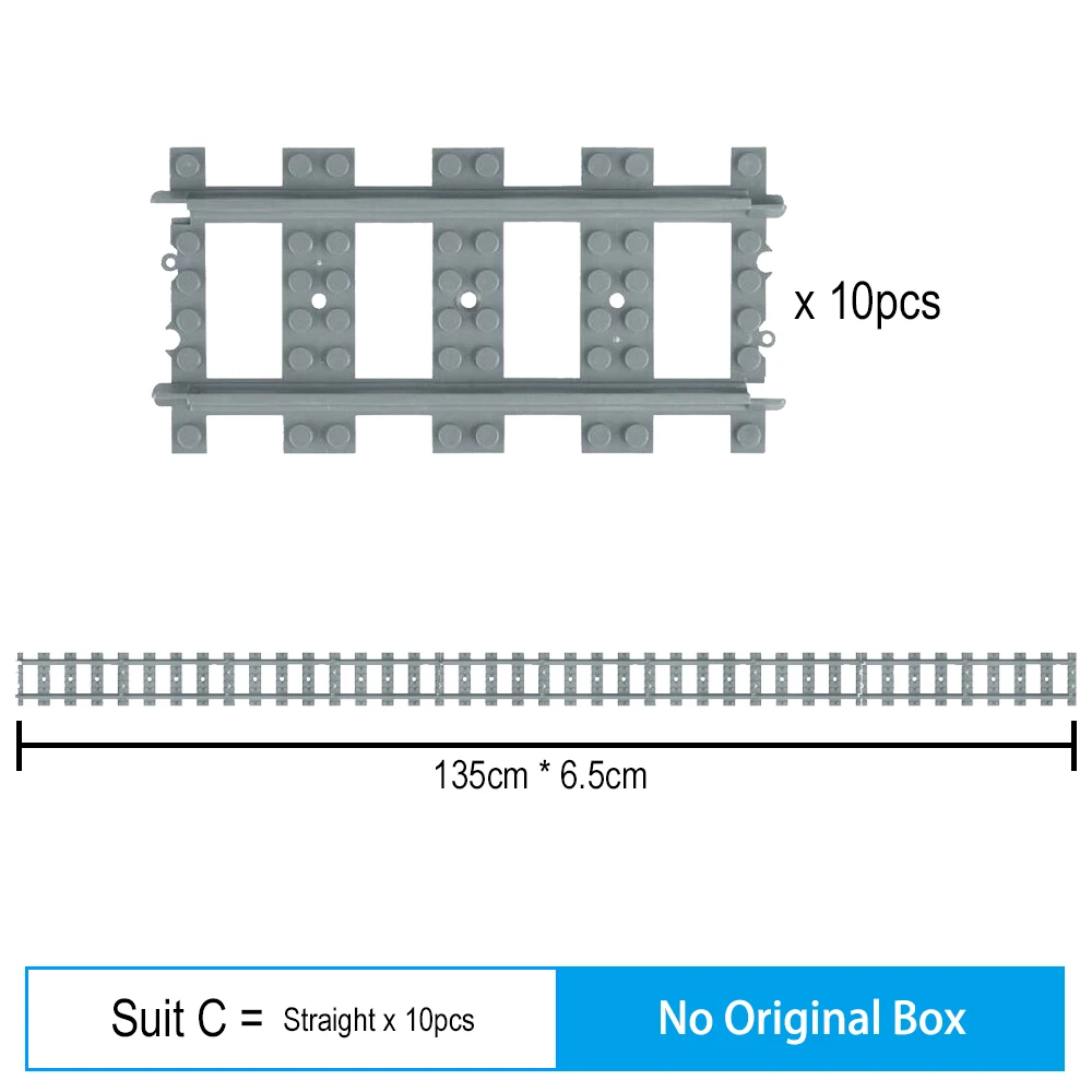 Гибкий поезд железная дорога Fit поезда рельсы город наборы треков Раздвоенные прямые изогнутые развивающие строительные блоки игрушки для детей Подарки - Цвет: 10ps Straight No Box