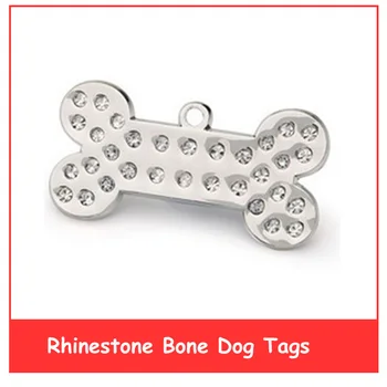 

Hot sale Free Shipping 30*16*3.0mm Zinc Alloy Rhinestone Bone ID Tags/Dog Tags,500pcs/lot Color Mixed
