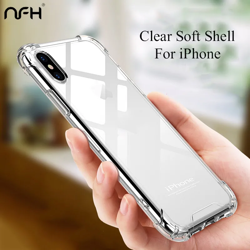 NFH TPU Case For iPhoen 8 Plus X 10 Clear Soft Silicon Shockproof Anti-knock Cover Shell iPhone 6 6s 7 Capa |