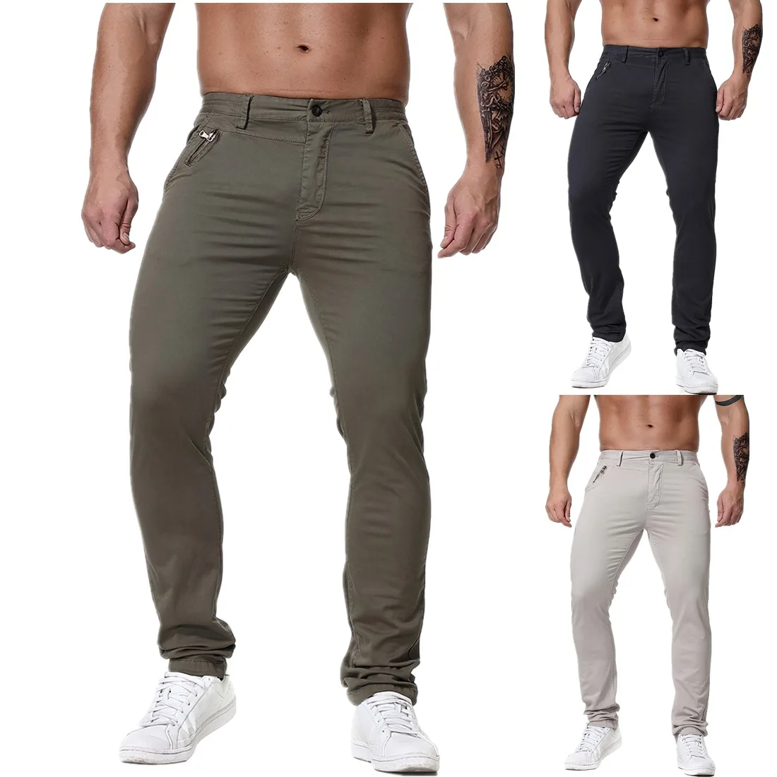 

YK028 New Style Fashionable Men's Clothes Four Seasons Men's Figure-flattering Straight-down Pants Casual Pure Cotton Trousers