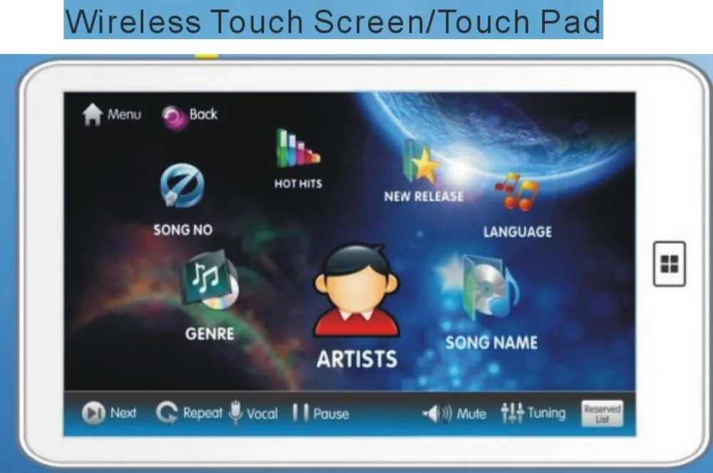 Караоке проигрыватель HDMI + беспроводная сенсорная панель KTV система 19