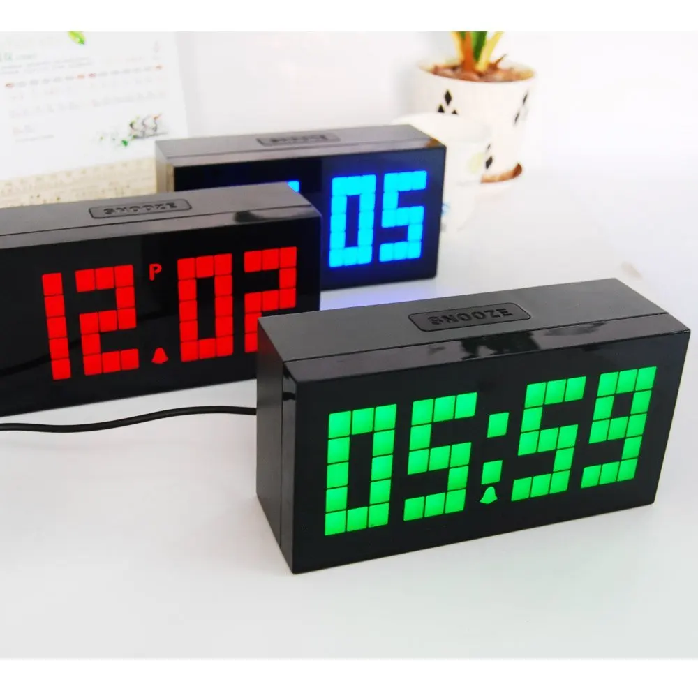 Digital Luminous Large Big Jumbo LED Snooze Wall Desk Alarm Clock Calendar JJ 