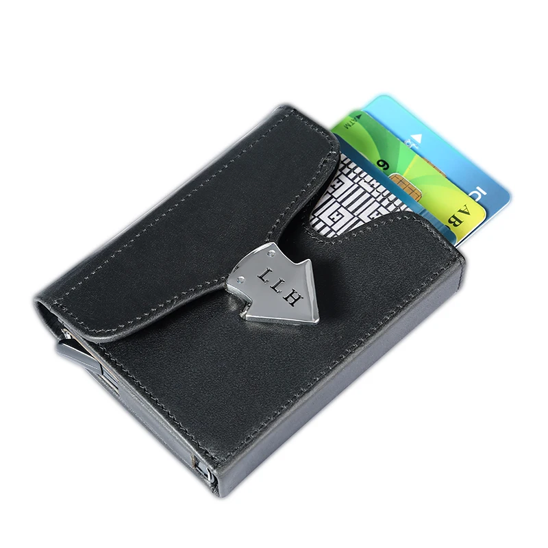 Men Rfid Blocking Card Holder Business genuine Leather ID Cash Credit Protector Purse Wallet Automatic 18 Cards Pop Up Card Case
