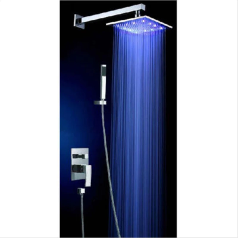 

Wall Mounted LED Color Changing LED Rain Shower Head Hand Shower Sprayer Valve Mixer Tap