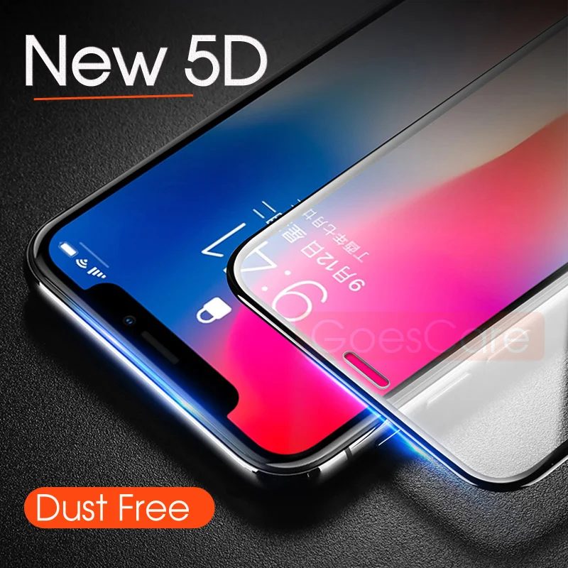 5D полностью проклеенное изогнутое закаленное стекло для iPhone 7 8 Plus защита от пыли полное покрытие Защита экрана для iPhone X 6 6S защитная пленка