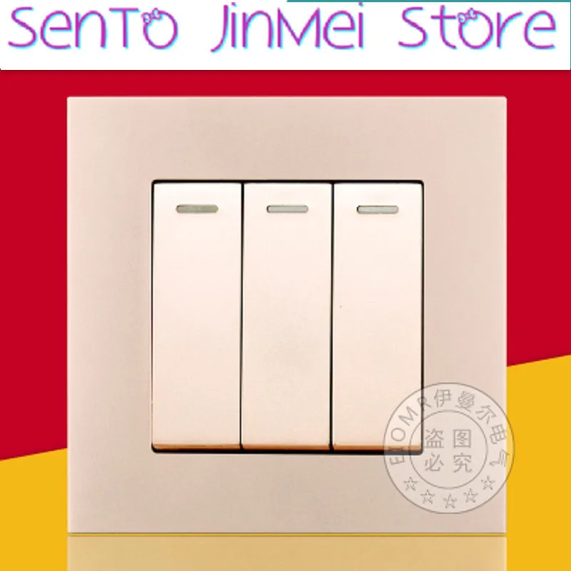 

Three Billing Control Switch Socket Panel Wall Dark Outfit Household Electric Light Single Lian 3 Three Switch Panel 86 Type