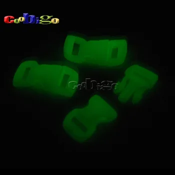 5pcs/Pack 3/8" (10mm) Plastic Buckle Curved Paracord Bracelet Glow In the Dark Dog Cat Collar Backpack Strap Webbing #FLC003-L