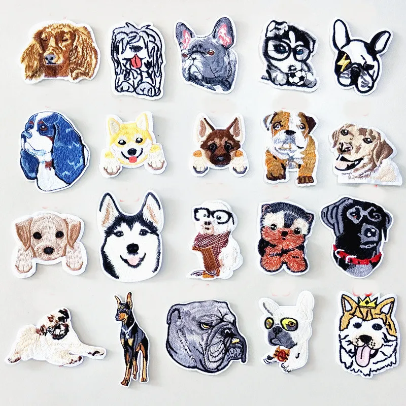 Animal Many Dog Badge Patch For Clothing Embroidered Iron On Patches