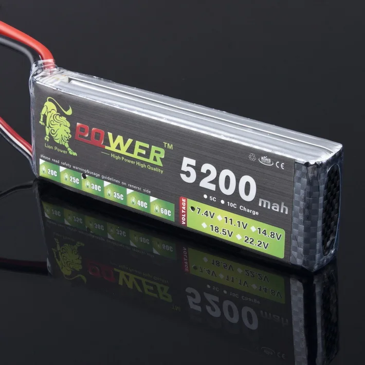 Lion power 7,4 V 5200 mAh Lipo батарея 30C-40C 2S батарея 2S LiPo 7,4 V 5200 mAh 30C 2S 1P Литий-полимерная батарея для RC автомобилей