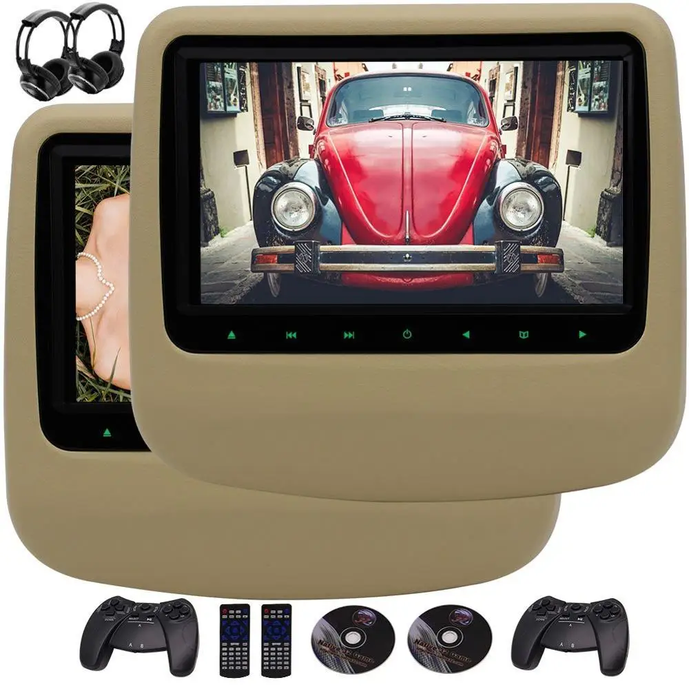

Game Handle 2PCS Car DVD Player Headrest Pillow LCD Wide Digital Screen Auto Monitor Included support USB SD IR FM Transmitter