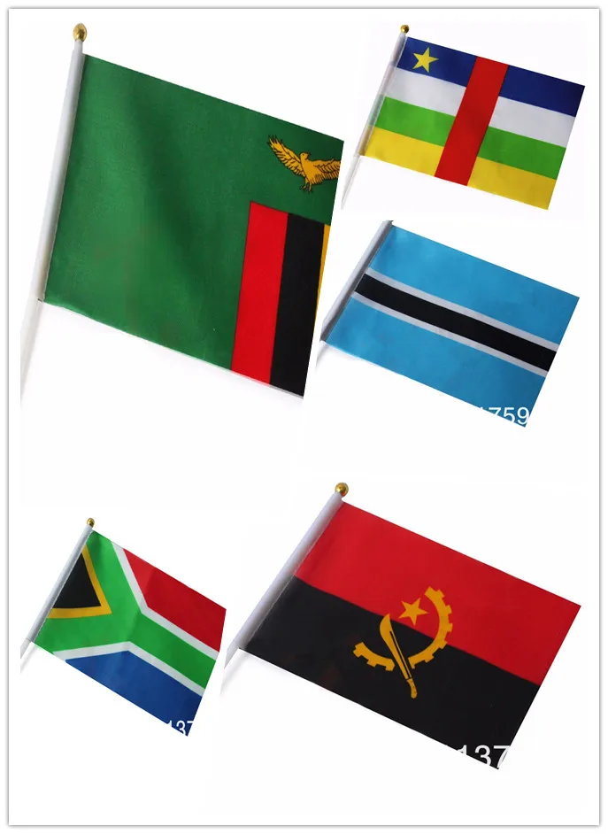 Рукопожатие Замбия Центральная африканская Ботсвана Ангола Южная Африка флаги с пластиковыми полюсами, 14*21 см