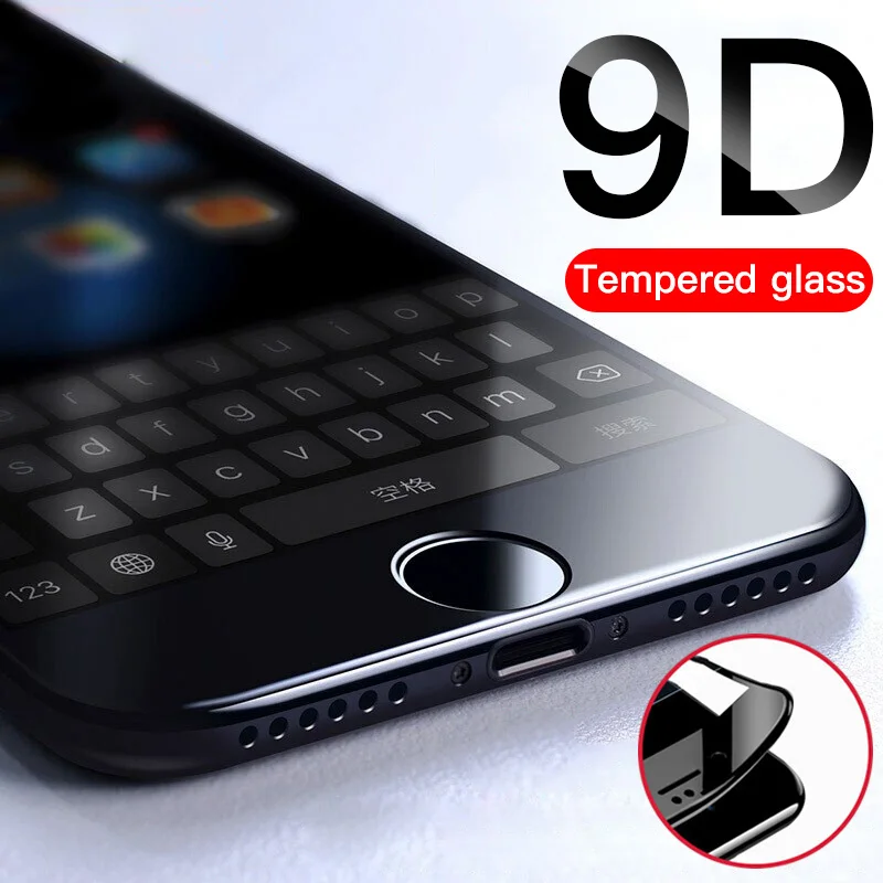 Закаленное стекло с закругленными кромками 9D для iPhone Xs Max Xr 6 6s 7 8 Plus|Защитные